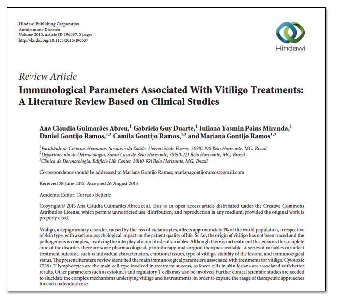 Artigo De Revisão Dos Parâmetros Imunológicos Associados Aos Tratamentos Do Vitiligo